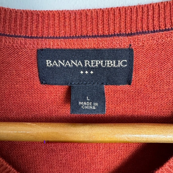 Banana Republic Factory Men's Burnt Orange Long Sleeve Knit V-Neck Sweater Large - Picture 3 of 11